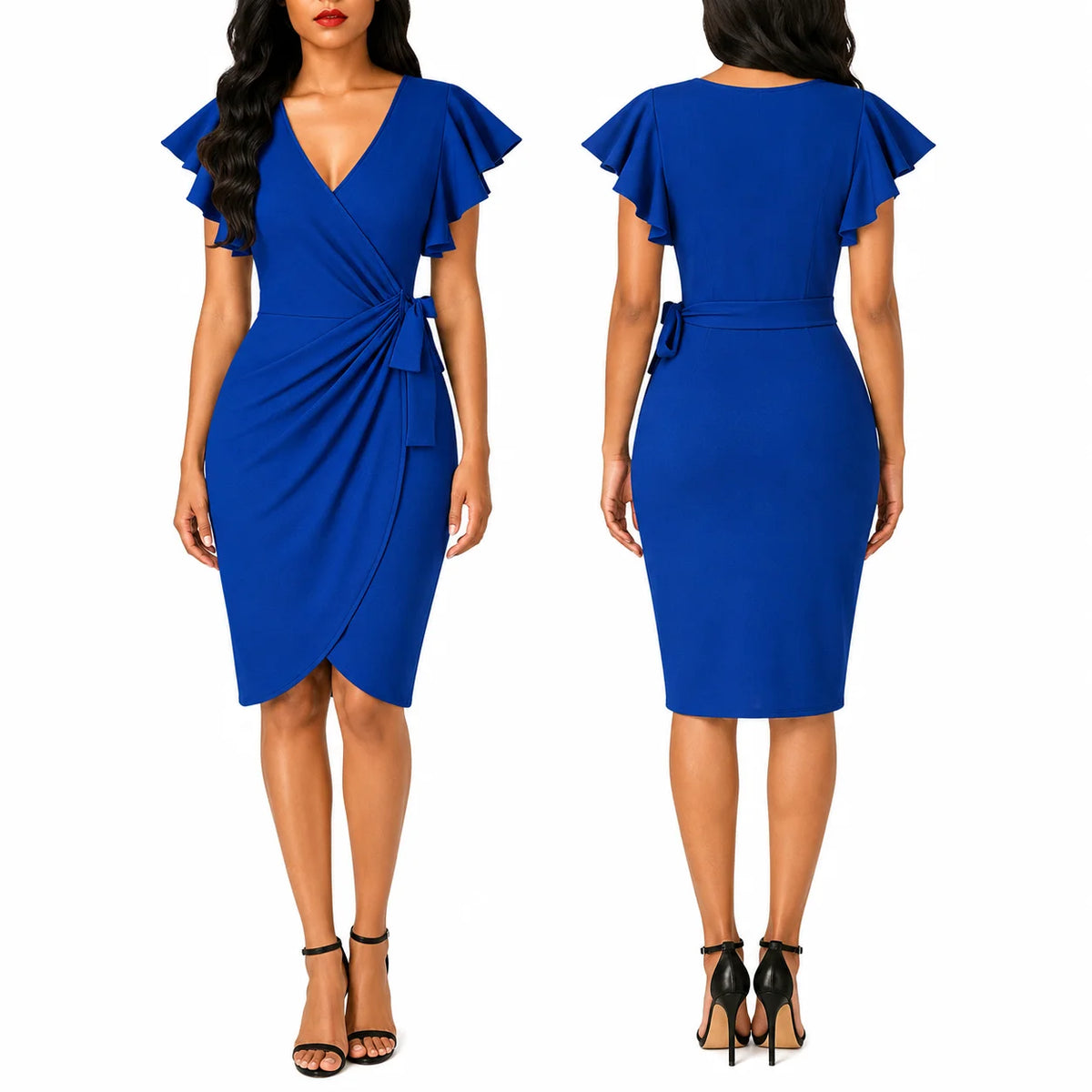 Women's V Neck Wrap  Party Dresses