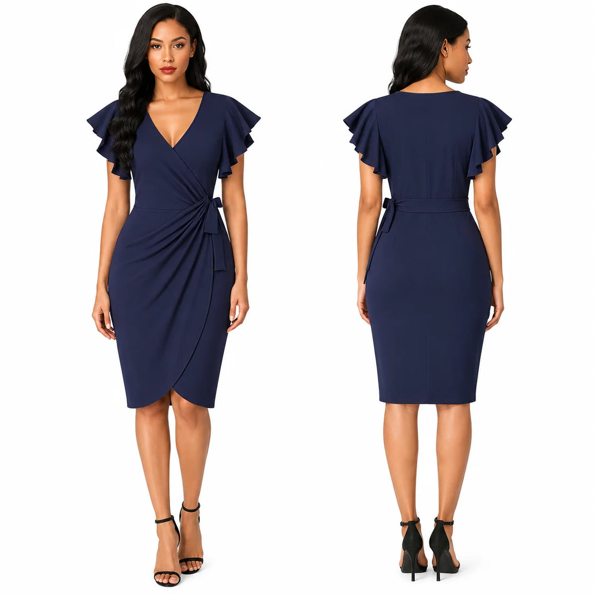 Women's V Neck Wrap  Party Dresses