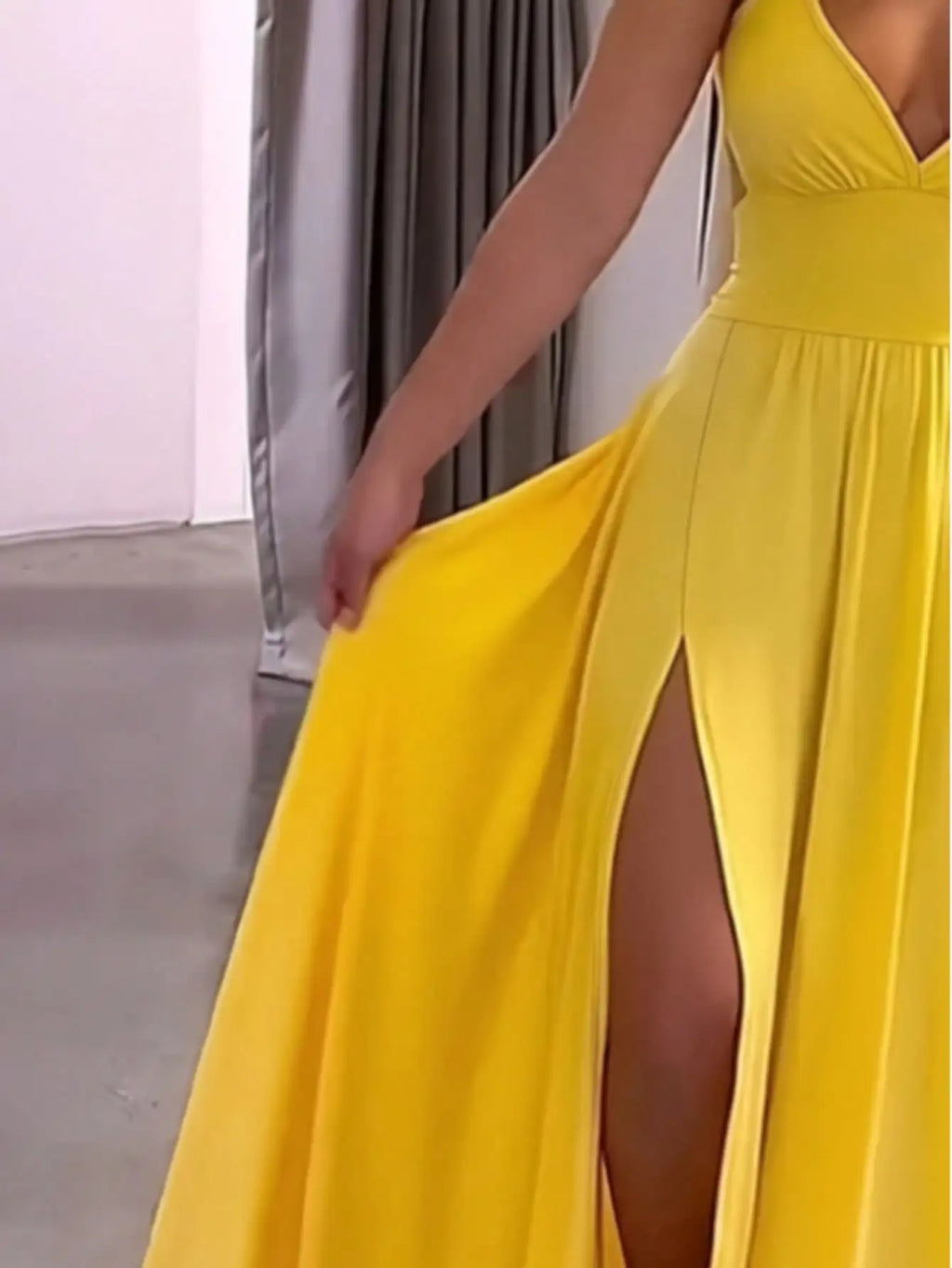 Slit Lace-Up Backless Camisole Dress, Elegant Sleeveless V-Neck Cinched Waist Dress