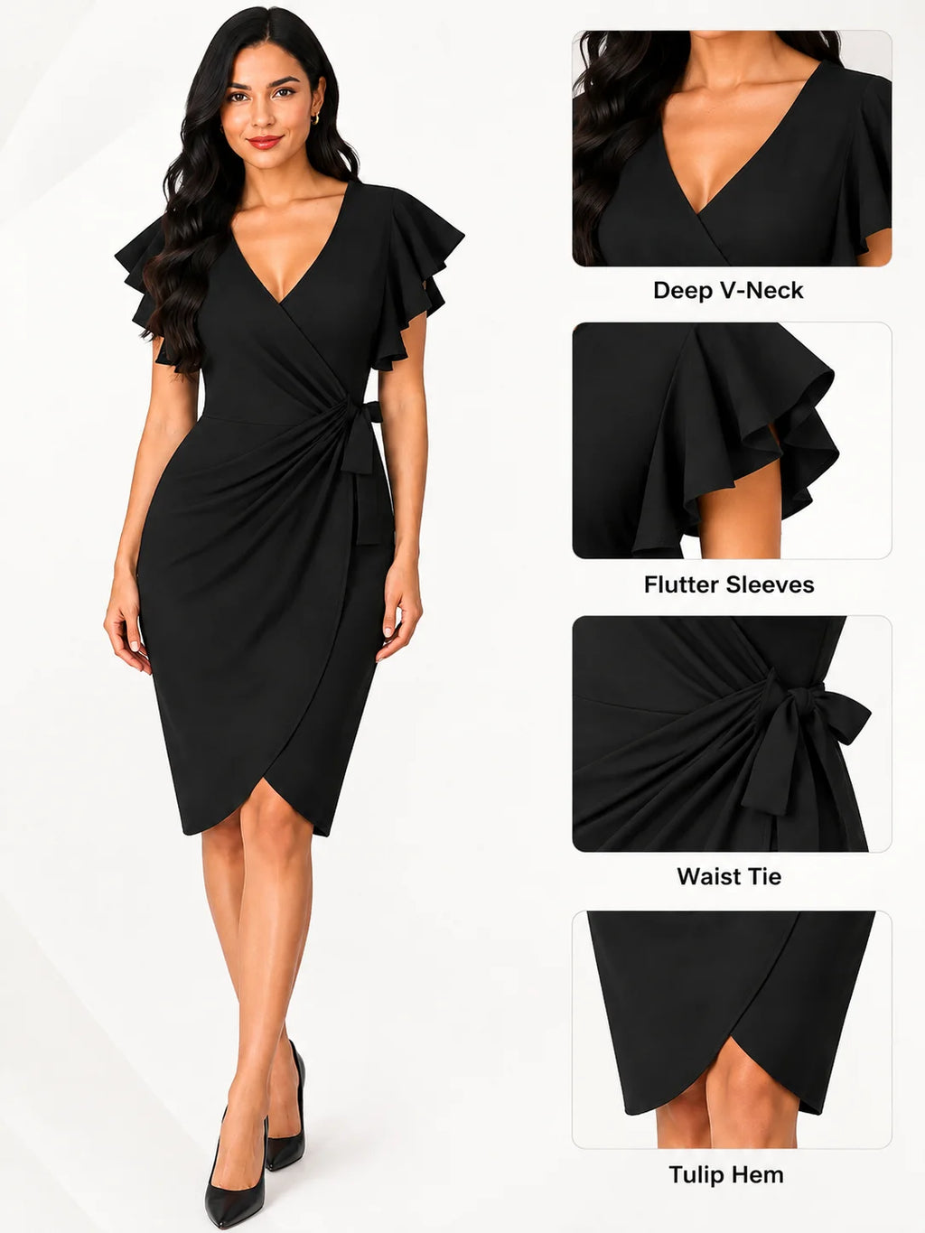 Women's V Neck Wrap  Party Dresses