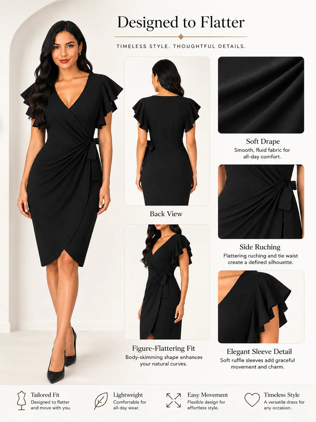Women's V Neck Wrap  Party Dresses