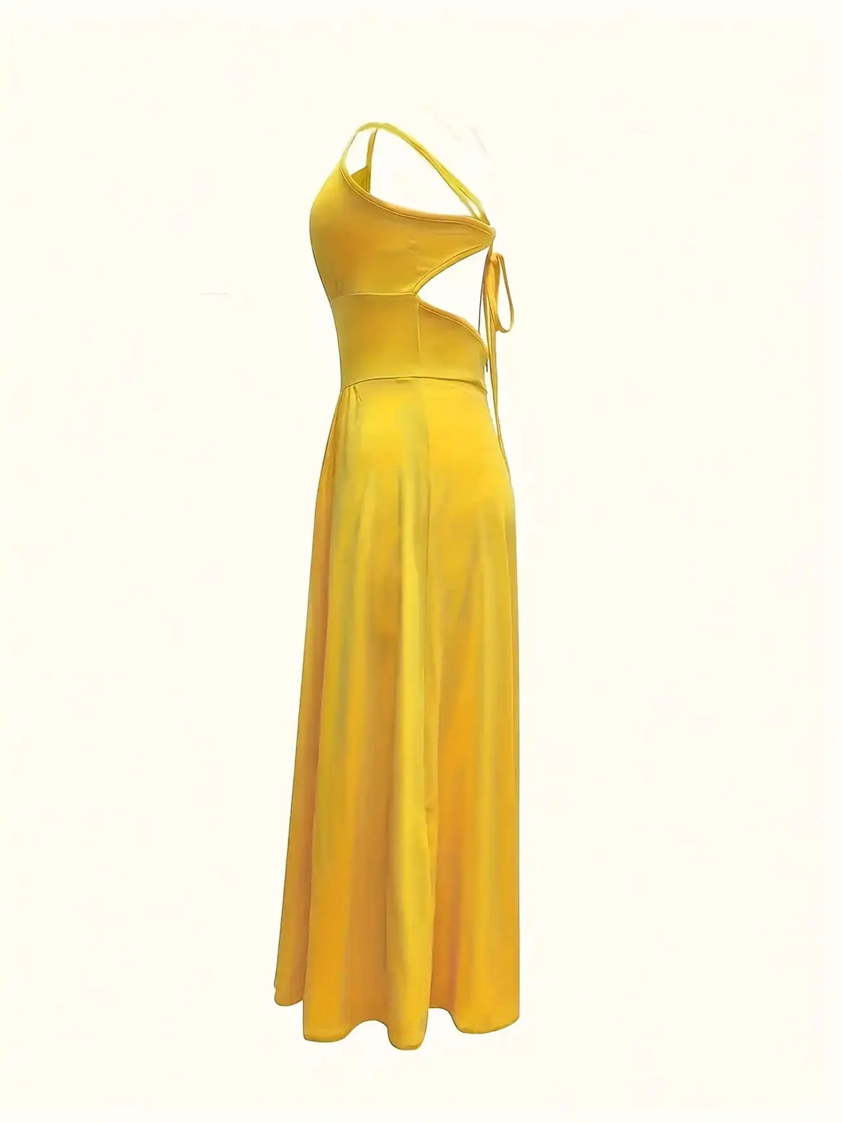 Slit Lace-Up Backless Camisole Dress, Elegant Sleeveless V-Neck Cinched Waist Dress