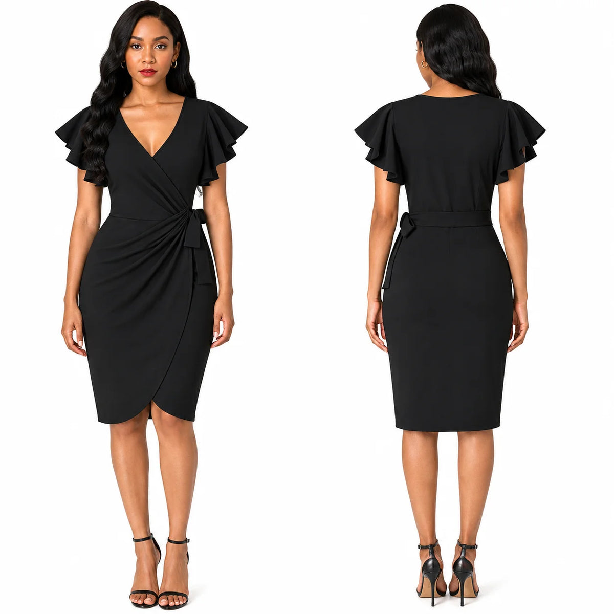 Women's V Neck Wrap  Party Dresses